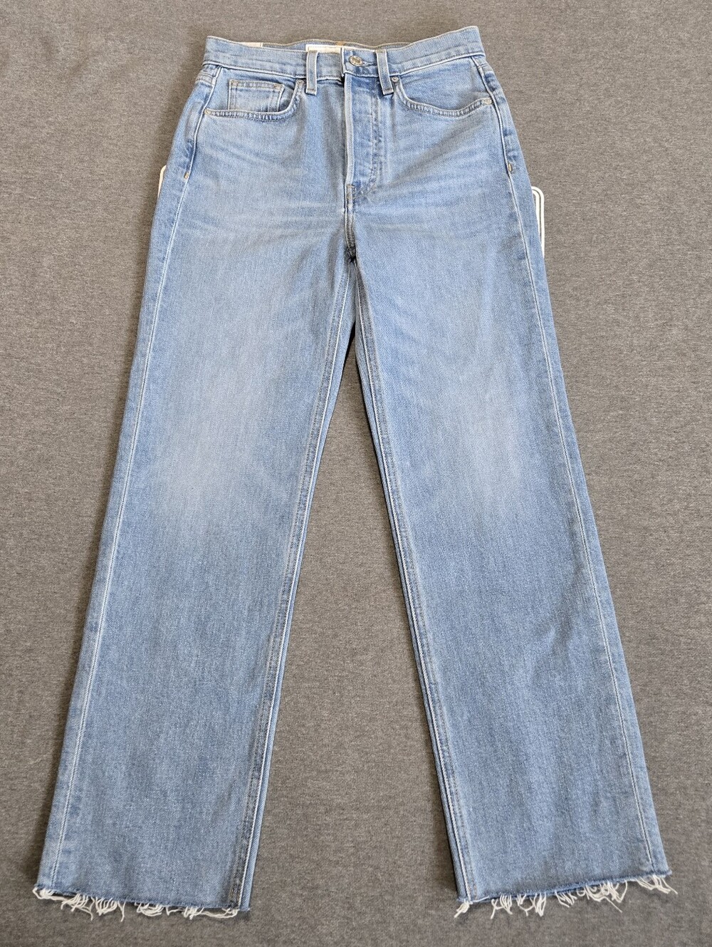 Frank & Eileen Monaghan Light Blue Ankle Jeans Button Fly Raw Hem Size 25